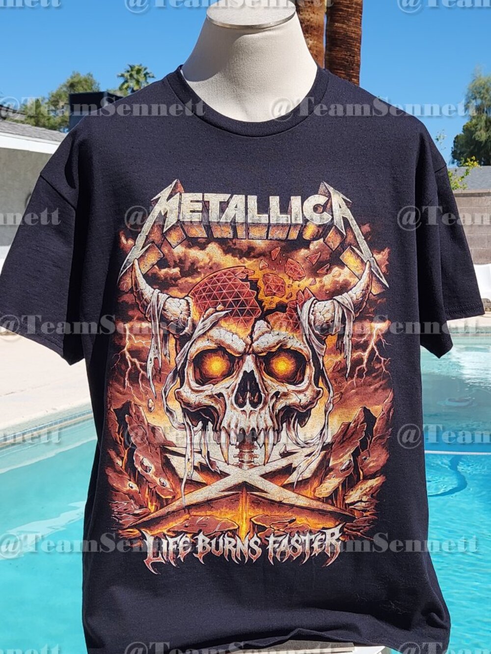Metallica Sphere Shirt / Life Burns Faster Skull / Las Vegas Residency 2026